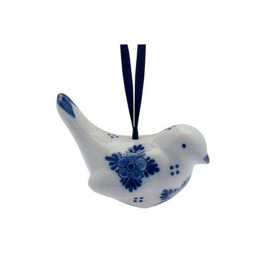 Christmas Ornament, Delft Blue, Bird with Flower