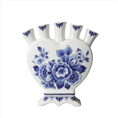 Delfts Tulip Vase Heart-shaped Landscape and Floral Pattern