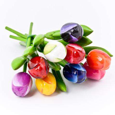 MomoMoments Boeket houten tulpen voor de geliefde - 2 boeketten van 9 handbeschilderde houten tulpen - 20 cm - Wit en groen - Boeket kunstbloemen - Nederland MomoMoments Boeket houten tulpen voor de geliefde - 2 boeketten van 9 handbeschilderde houten tulpen - 20 cm - Wit en groen - Boeket kunstbloemen - Nederland