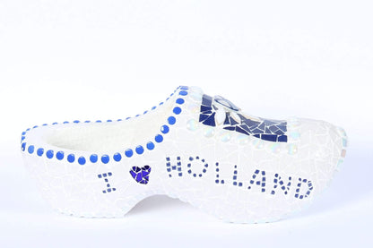 Blue White Mosaic Artist Clog, Hand made