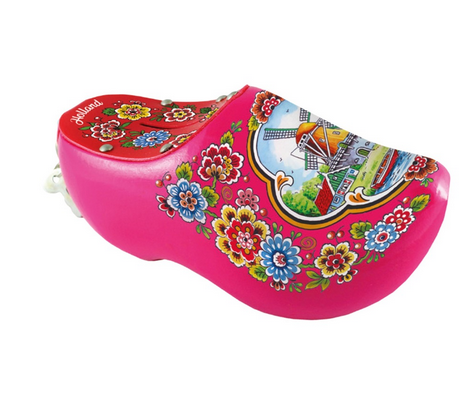 Wooden Shoe Money Box 14 cm Pink Sole