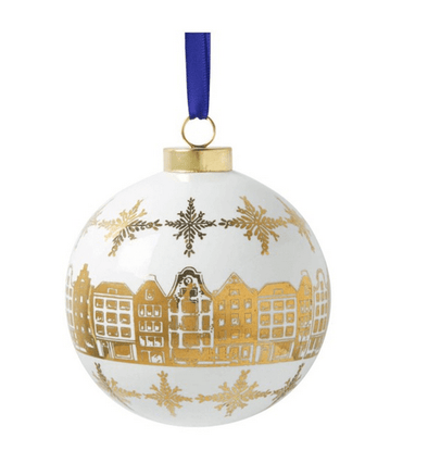 Christmas bauble Golden canal houses White