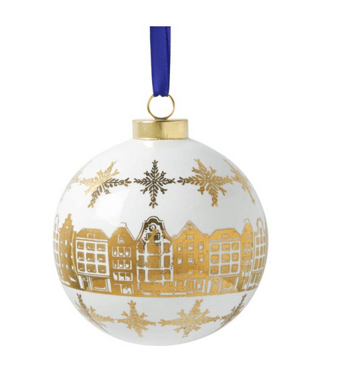 Christmas bauble Golden canal houses White