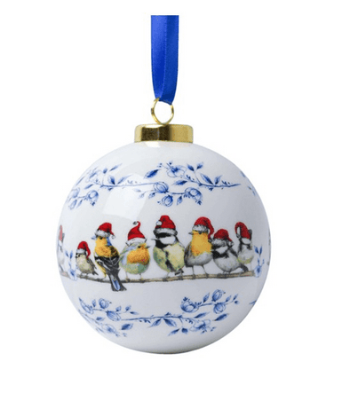 Christmas bauble Forest birds Santa hat