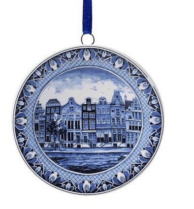 Christmas ornament wall plaque - Canal houses - Ceramic - 6 cm