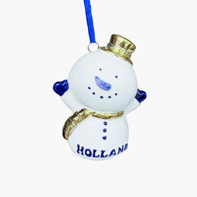 Christmas ornament snowman - Delft blue/gold