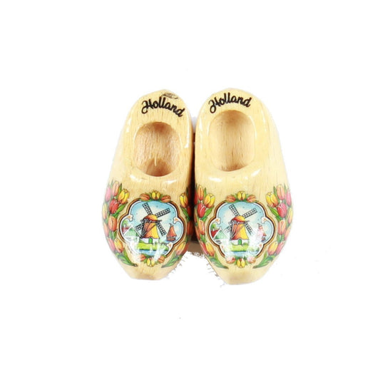 Wooden Shoes Fridge Magnet Clear Varnished