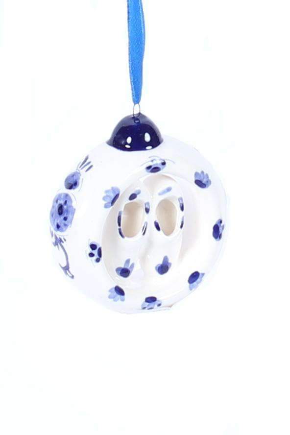 Christmas Ornament, Delft Blue, Ring with Clogs - Woodenshoefactory Marken