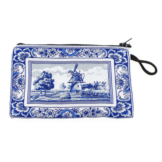 Delft Blue, Woven Bag with a Windmill, Medium
