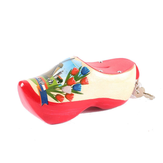 Wooden Shoe Money Box, Red Sole