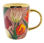 Golden Cup with Pretty Tulips Pink Large