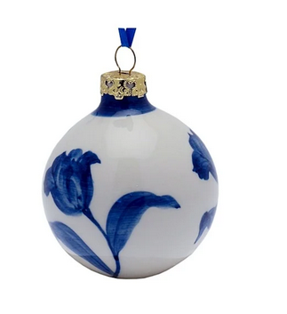 Delfts Christmas Ball with Blue Tulip