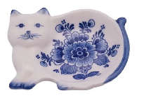 Tea Bag Holder Cat with Floral Pattern